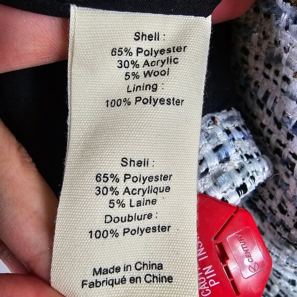 NWOT L'AGENCE Kenzie Tweed Double Breasted Blazer in Blue and White - Size 2 - Picture 15 of 16